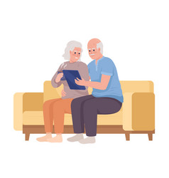 Elderly Couple Using Tablet Together Semi Flat