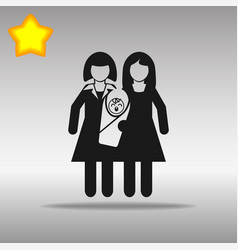 Lesbian Couple With A Baby Black Icon Button Logo