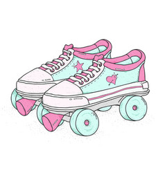 Quad Roller Skates On White Background Retro