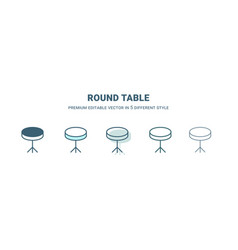 Round Table Icon In 5 Different Style Outline