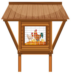 Chicken Coop With Chickens And Eggs Inside