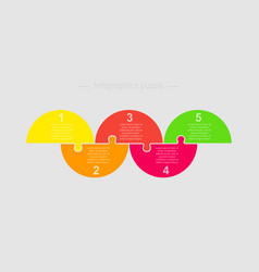 Five Pieces Jigsaw Puzzle Half Circle Info Graphic