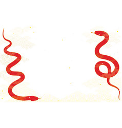 Japanese Pattern Red Snake And Blue Sea Wave