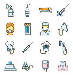 Clinic Anesthesia Icons Set Color