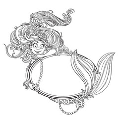 Lovely Mermaid With Flowing Long Hair Holding