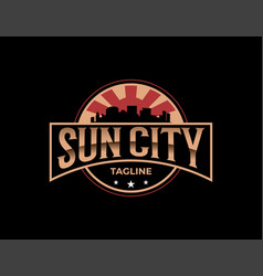 Sunset City Retro Vintage Logo Design Template