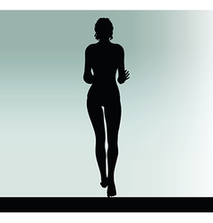 Woman Silhouette With Hand Gesture Push Or Stop