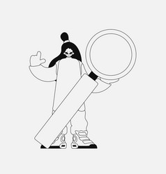 Charming Woman Is Holding A Magnifying Glass