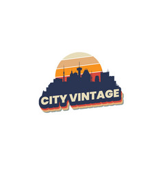 Sunset City Vintage Logo Design Template