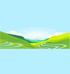 Terraced Fields At Sunset Flat Color