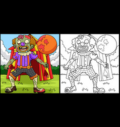 Zombie Clown Coloring Page Colored