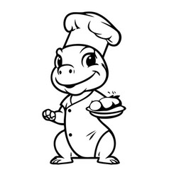 Cute Crocodile Chef With A Plate Of Food