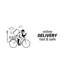 Delivery Man In Face Mask On Bike Background