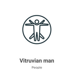 Vitruvian Man Outline Icon Thin Line Black