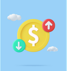 3d Cost Of Dollar With Arrow Down And Up