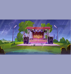 Open Air Music Festival Stage In Rain