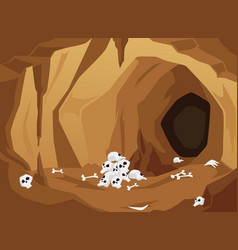 Scary And Dangerous Stone Or Sand Cave With Skulls