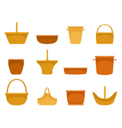 Set wicker basket Royalty Free Vector Image - VectorStock
