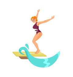 Woman Character Jumping In Water From Platform