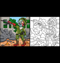 Zombie Soldier Coloring Page Colored