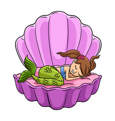 Sleeping Mermaid In A Clam Shell Cartoon Clipart