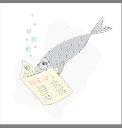 A Fish With Glasses On Is Reading Newspaper