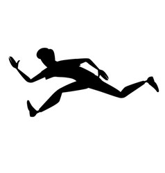 Black Silhouette Man Running Super Fast Cartoon