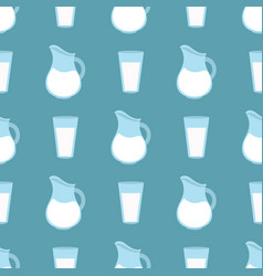 Jug And Milk Pattern On Green Background For Web