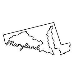 Maryland Us State Outline Map With The Handwritten