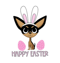 Happy Easter - Cute Chighuahua Dog In Bunny Ears