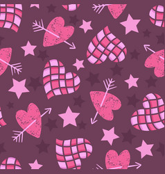 Checker Pink Hearts Seamless Valentine Pattern