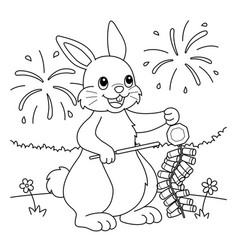 Rabbit Holding Fireworks Coloring Page