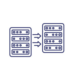 Server Backup Copy Data Line Icon On White