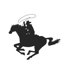 Silhouette Of Cowboy Throwing Lasso Sitting