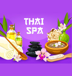 Thai Massage Spa Oil And Stones Towels And Sponge