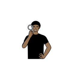 African-american Man Looking Through Magnifying