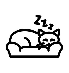 Slumbering Cat Sleep Night Line Icon