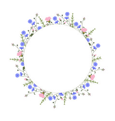 Round Wreath Frame Summer Wildflowers And Herbs