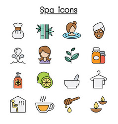 Spa And Alternative Therapy Color Line Icon Set