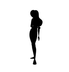 Black Silhouette Sad Redhead Girl Bent Over Hand