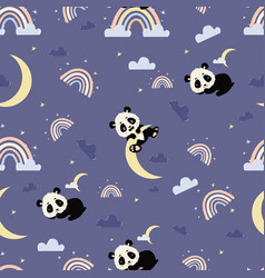 Seamless Pattern Cute Sleeping Panda And Bear Cub