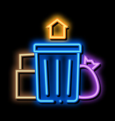 Trash Can Home Neon Glow Icon