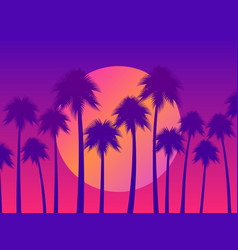 Tropical Sunset With Palms And Gradient Sun