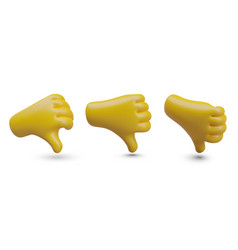 Set Of 3d Yellow Hands With Thumbs Down Negative