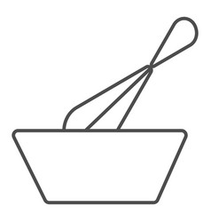 Wisk And Bowl Thin Line Icon Cooking Concept