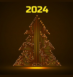 Abstract Technology Glowing Christmas Tree 2024