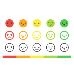 Emotional Mood Scale Isolated Flat Emoji Icon Set