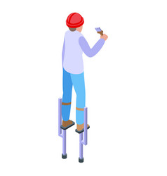 Painter Stilt Icon Isometric Man Wood