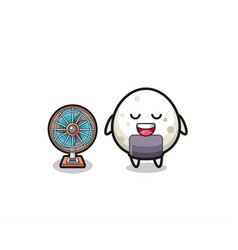 Cute Onigiri Is Standing In Front Of The Fan