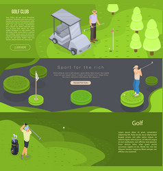 Golf Banner Set Isometric Style